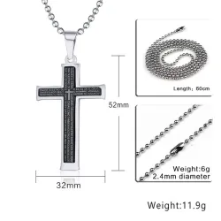Cross with Spanish Bible - ruostumaton teräs kaulakoru - unsex