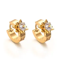 Gold stud earrings with zirconia