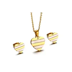 Conjuntos de joyasPendientes de perlas de corazón de oro collar joyería conjunto