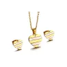 Gold Heart Pearl Earrings Necklace jalokivi