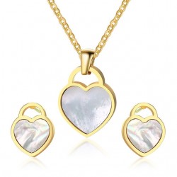 Heart Shape Necklace & Earrings Jewelry Set