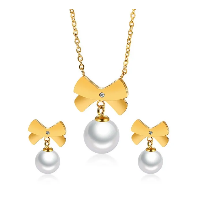 Bowknot & Pearl Fashion Jewellery Set Näytä tarkat tiedot