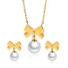 Conjuntos de joyasBowknot  Juego de joyas de moda de perlas