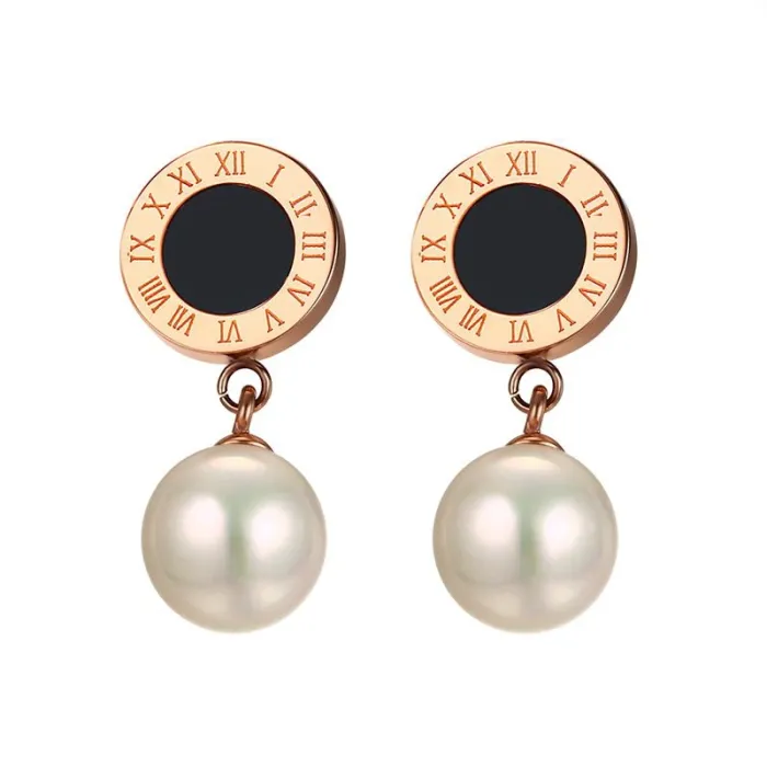 Simulerade Pearl Roman Numerals örhängen
