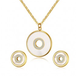 Shell & Rhinestones Round Elegant Jewelry Set