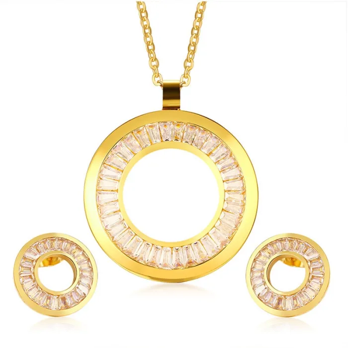 Ensemble de bijoux en or Rhinestone