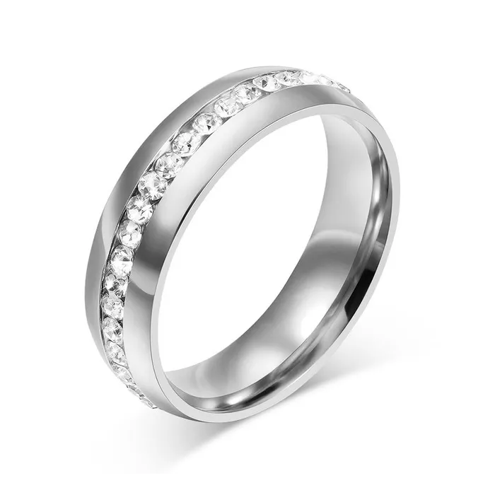 AnillosOro - anillo clásico plateado con zirconia