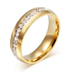 Gold - silver classic ring with zirconia