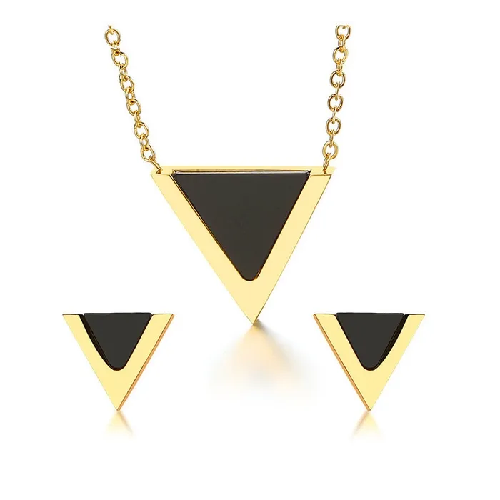 Triangle örhängen & halsband - smycken set