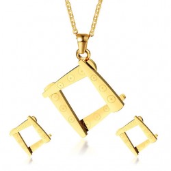 Irregular Square Shape Necklace & Earrings Jewellery Set