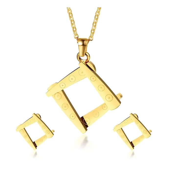 Irregular Square Shape halsband & örhängen Smycken Set