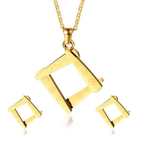 Irregular Square Shape halsband & örhängen Smycken Set