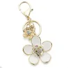 Daisy blomma med pärla och kristall - keyring