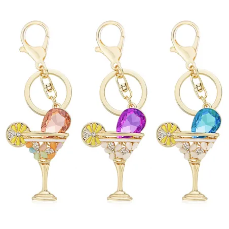 Wine Glass Cup & Lemon Crystal Keychain Keyring Näytä tarkat tiedot