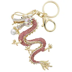 Crystal and gold dragon keyring