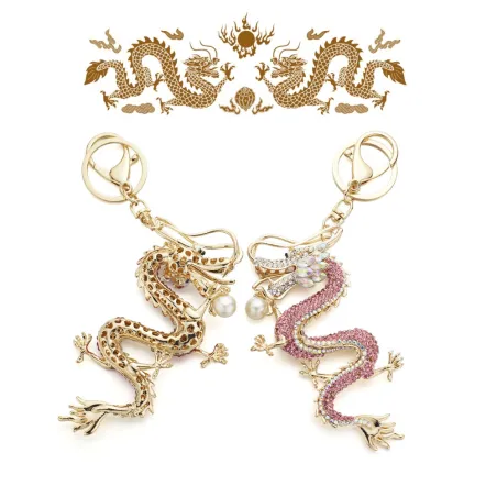 Crystal och gold dragon keyring