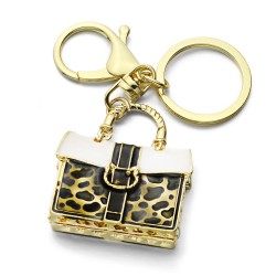 Crystal leopard handbag - keychain
