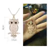colar de pingente de coruja de cristal