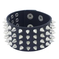4 Row Rivet Stud Leather Bracelet Unisex