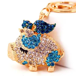 Chaveiro de porco de cristal