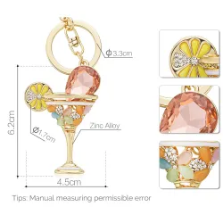 Wine Glass Cup & Lemon Crystal Keychain Keyring Näytä tarkat tiedot