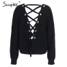 Backless Lace-Up Pullover - Pullover gestrickt