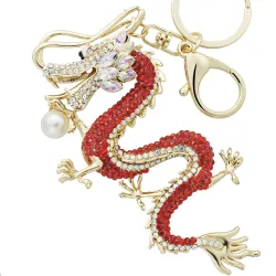 Crystal och gold dragon keyring