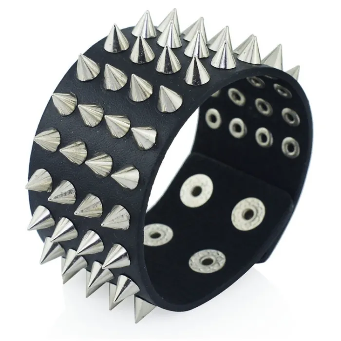 4 Row Rivet Stud Leather Bracelet Unisex