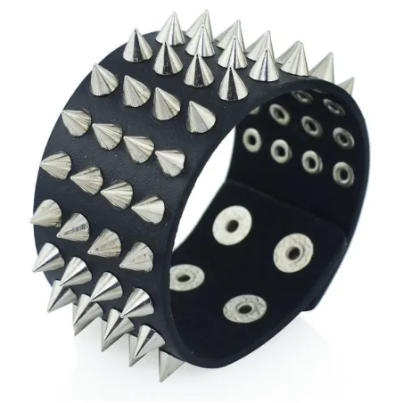 PulseraFour Row Rivet Stud pulsera de cuero Unisex