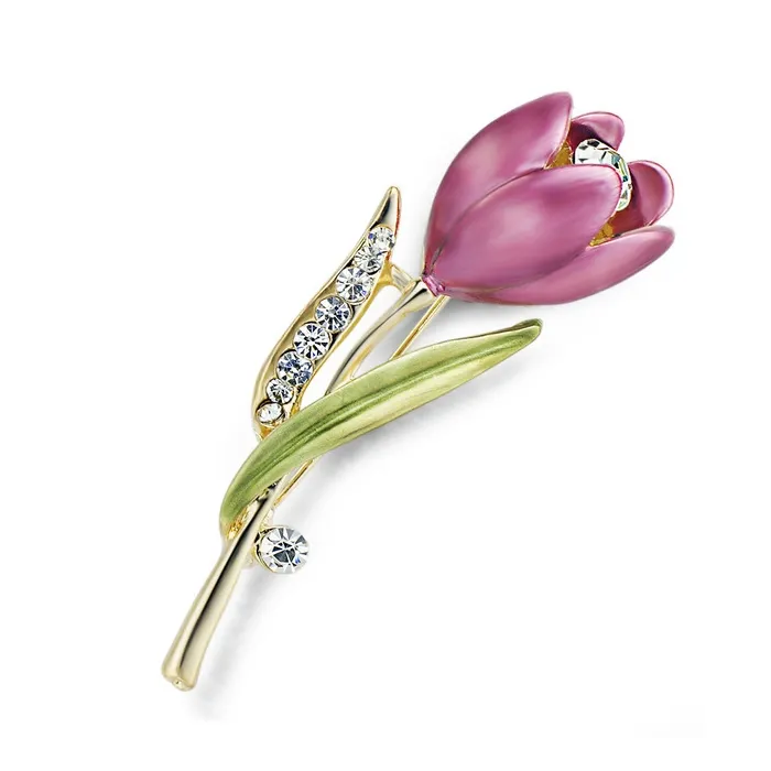 Elegantti kristalli tulppaanin brooch