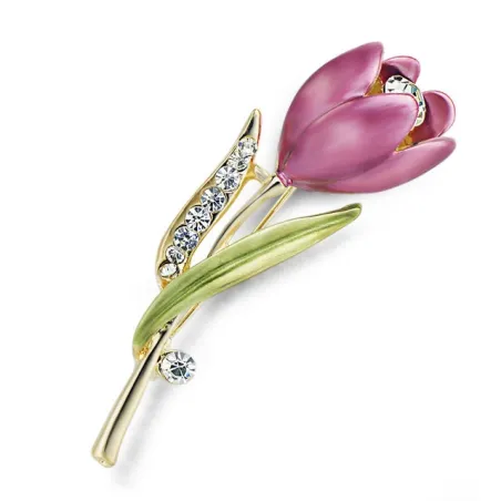 Elegantti kristalli tulppaanin brooch