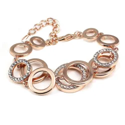 Multilayer simetria círculo Link strass Pulseira