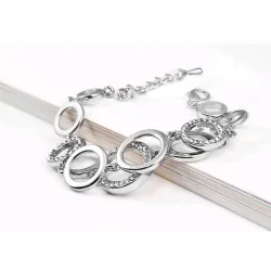 Multilayer simetria círculo Link strass Pulseira