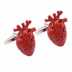 Trendy cufflinks with a red heart