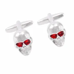 Skull med röda ögon - skeletthuvudcufflinks