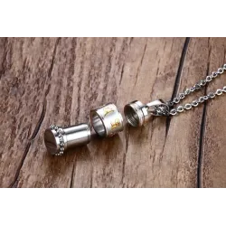 Rotatable mantra pendant with stainless steel necklace