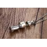 Rotatable mantra pendant with stainless steel necklace
