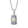 Rotatable mantra pendant with stainless steel necklace