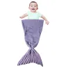 Handmade crochê sereia cauda crianças cobertor de bebê