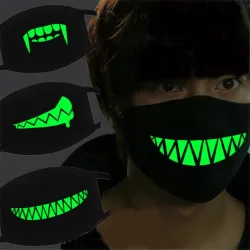 Halloween lysande ansiktsmask - skräck - bomull - glöd i mörker