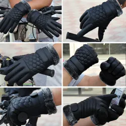Retro förtjockade läder - pekskärm - anti-skid handskar