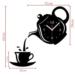 Kaffee Tee Tasse Form Wanduhr