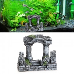 Aquarium Fish Tank Decoration Resin Rome Square Stone Pillars
