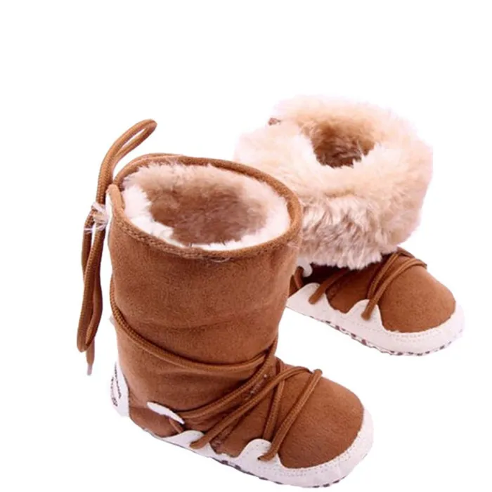 Nuovo bambino cotone morbido spessore caldo pile scarpe stivali primi camminatori