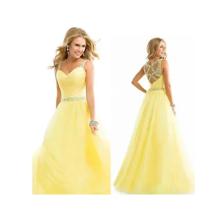 Abito lungo chiffon elegante giallo