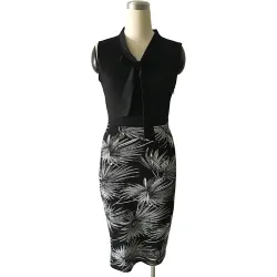 VestidosHoja Imprimir Elegante vestido de patchwork