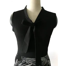 Folha de impressão elegante Patchwork vestido