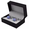 Cufflinks de cristal azul redondo de luxo