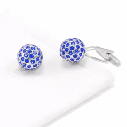 GemelosEnlaces de cristal azul redondo de lujo
