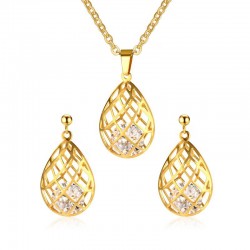 Hollow Out Drops Necklace & Earrings Jewellery Set